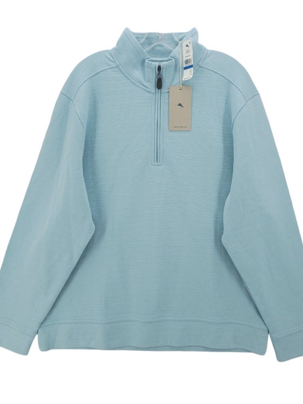 NWT TOMMY BAHAMA St Kitts Half Zip Pullover Sterling Blue 100% Pima Cotton  XL